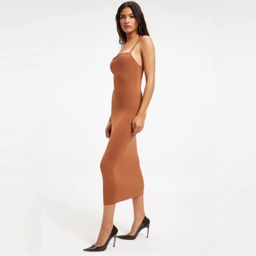 NWT Good American Spaghetti Scuba Midi Dress in Rust Size 6 3XL